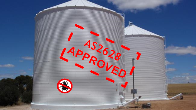 Step 8: Sealing project completed in 9 days to AS2628 . 2 x 1000 tonne silos ready to be fumigated as this p